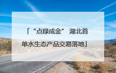 “点绿成金” 湖北首单水生态产品交易落地