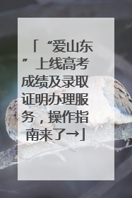 “爱山东”上线高考成绩及录取证明办理服务，操作指南来了→