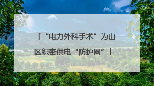 “电力外科手术”为山区织密供电“防护网”
