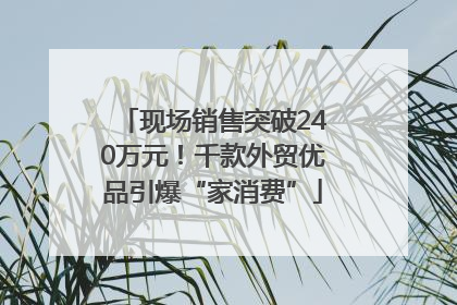 现场销售突破240万元！千款外贸优品引爆“家消费”