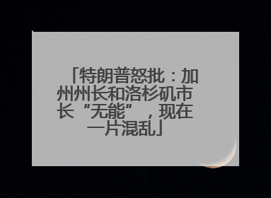特朗普怒批：加州州长和洛杉矶市长“无能”，现在一片混乱