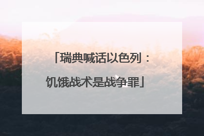 瑞典喊话以色列：饥饿战术是战争罪