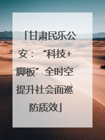 甘肃民乐公安：“科技+脚板”全时空提升社会面巡防质效