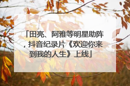 田亮、阿雅等明星助阵，抖音纪录片《欢迎你来到我的人生》上线