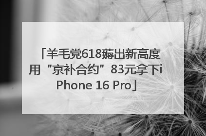羊毛党618薅出新高度 用“京补合约”83元拿下iPhone 16 Pro