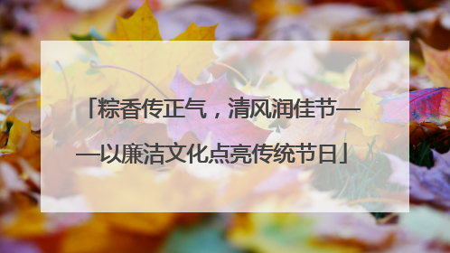 粽香传正气，清风润佳节——以廉洁文化点亮传统节日