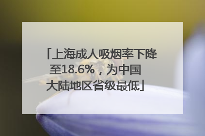 上海成人吸烟率下降至18.6%，为中国大陆地区省级最低