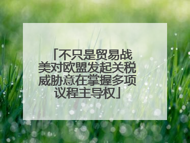 不只是贸易战 美对欧盟发起关税威胁意在掌握多项议程主导权