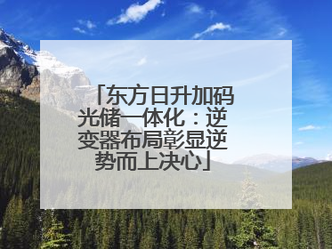 东方日升加码光储一体化：逆变器布局彰显逆势而上决心