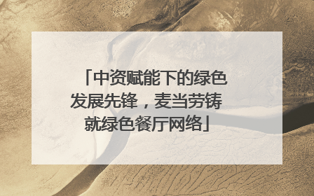 中资赋能下的绿色发展先锋，麦当劳铸就绿色餐厅网络
