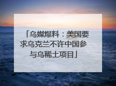 乌媒爆料：美国要求乌克兰不许中国参与乌稀土项目