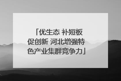 优生态 补短板 促创新 河北增强特色产业集群竞争力