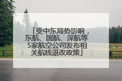 受中东局势影响，东航、国航、深航等5家航空公司发布相关航线退改政策