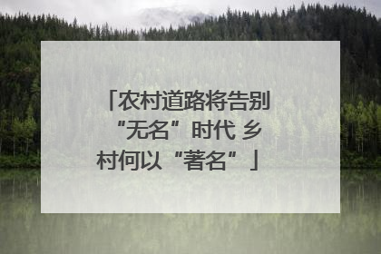 农村道路将告别“无名”时代 乡村何以“著名”