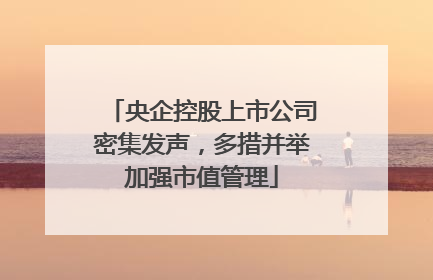 央企控股上市公司密集发声，多措并举加强市值管理
