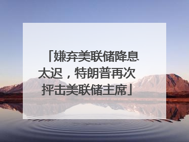 嫌弃美联储降息太迟，特朗普再次抨击美联储主席