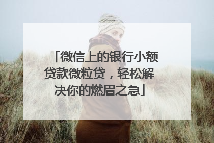 微信上的银行小额贷款微粒贷，轻松解决你的燃眉之急