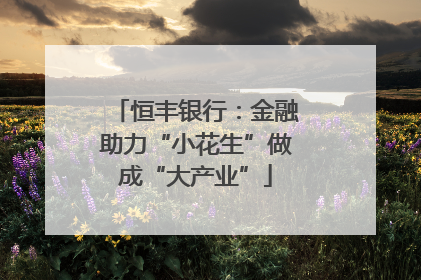 恒丰银行：金融助力“小花生”做成“大产业”