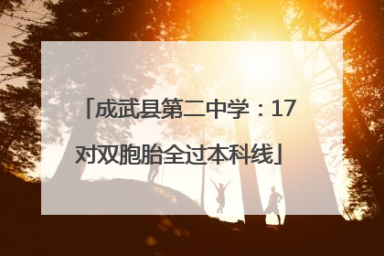 成武县第二中学：17对双胞胎全过本科线