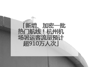 新增、加密一批热门航线！杭州机场暑运客流量预计超910万人次