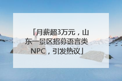 月薪超3万元，山东一景区招募语言类NPC，引发热议