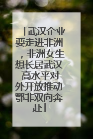 武汉企业要走进非洲，非洲女生想长居武汉 高水平对外开放推动鄂非双向奔赴