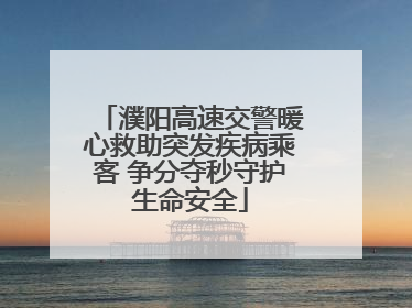 濮阳高速交警暖心救助突发疾病乘客 争分夺秒守护生命安全