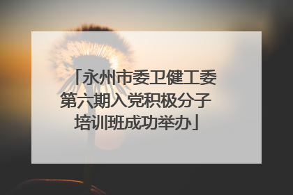 永州市委卫健工委第六期入党积极分子培训班成功举办