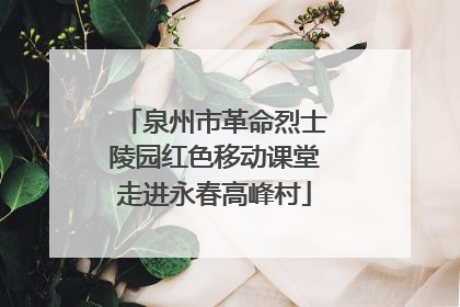 泉州市革命烈士陵园红色移动课堂走进永春高峰村
