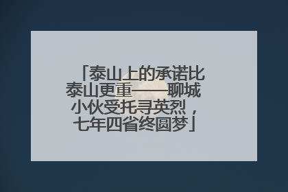 泰山上的承诺比泰山更重——聊城小伙受托寻英烈，七年四省终圆梦