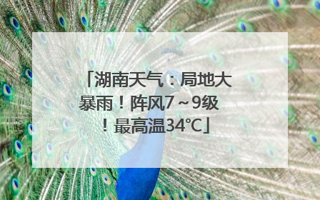 湖南天气：局地大暴雨！阵风7～9级！最高温34℃