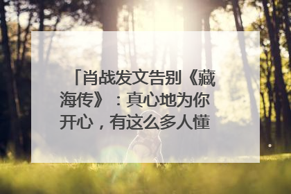 肖战发文告别《藏海传》：真心地为你开心，有这么多人懂你，导演回应“是否有第二季”