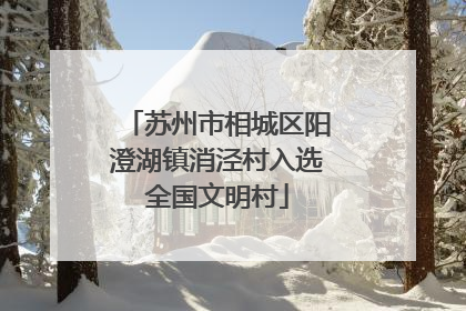 苏州市相城区阳澄湖镇消泾村入选全国文明村
