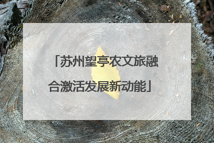 苏州望亭农文旅融合激活发展新动能