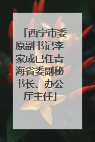 西宁市委原副书记李家成已任青海省委副秘书长、办公厅主任
