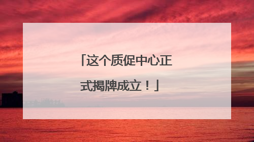 这个质促中心正式揭牌成立！