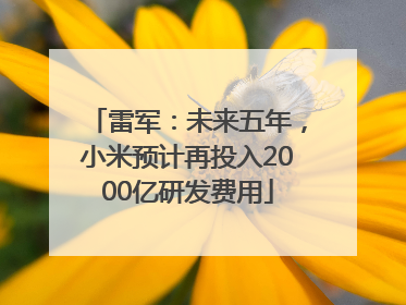 雷军：未来五年，小米预计再投入2000亿研发费用
