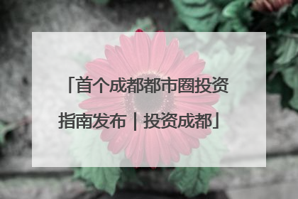 首个成都都市圈投资指南发布｜投资成都