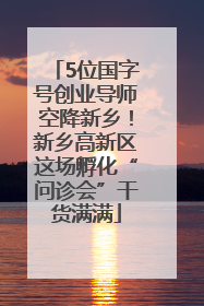 5位国字号创业导师空降新乡！新乡高新区这场孵化“问诊会”干货满满
