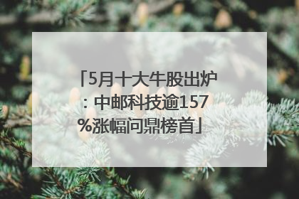 5月十大牛股出炉：中邮科技逾157%涨幅问鼎榜首